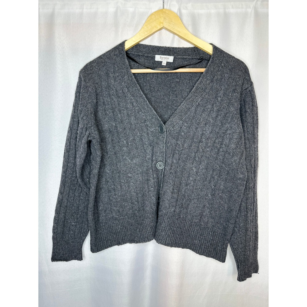Bartolini Women Cable Knit VNeck Cardigan LARGE Preppy Dark Academia Cabincore